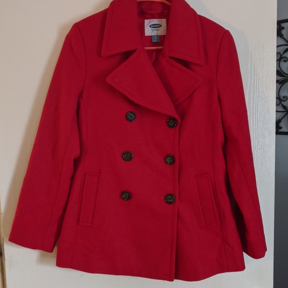 Old navy red peacoat xs wool